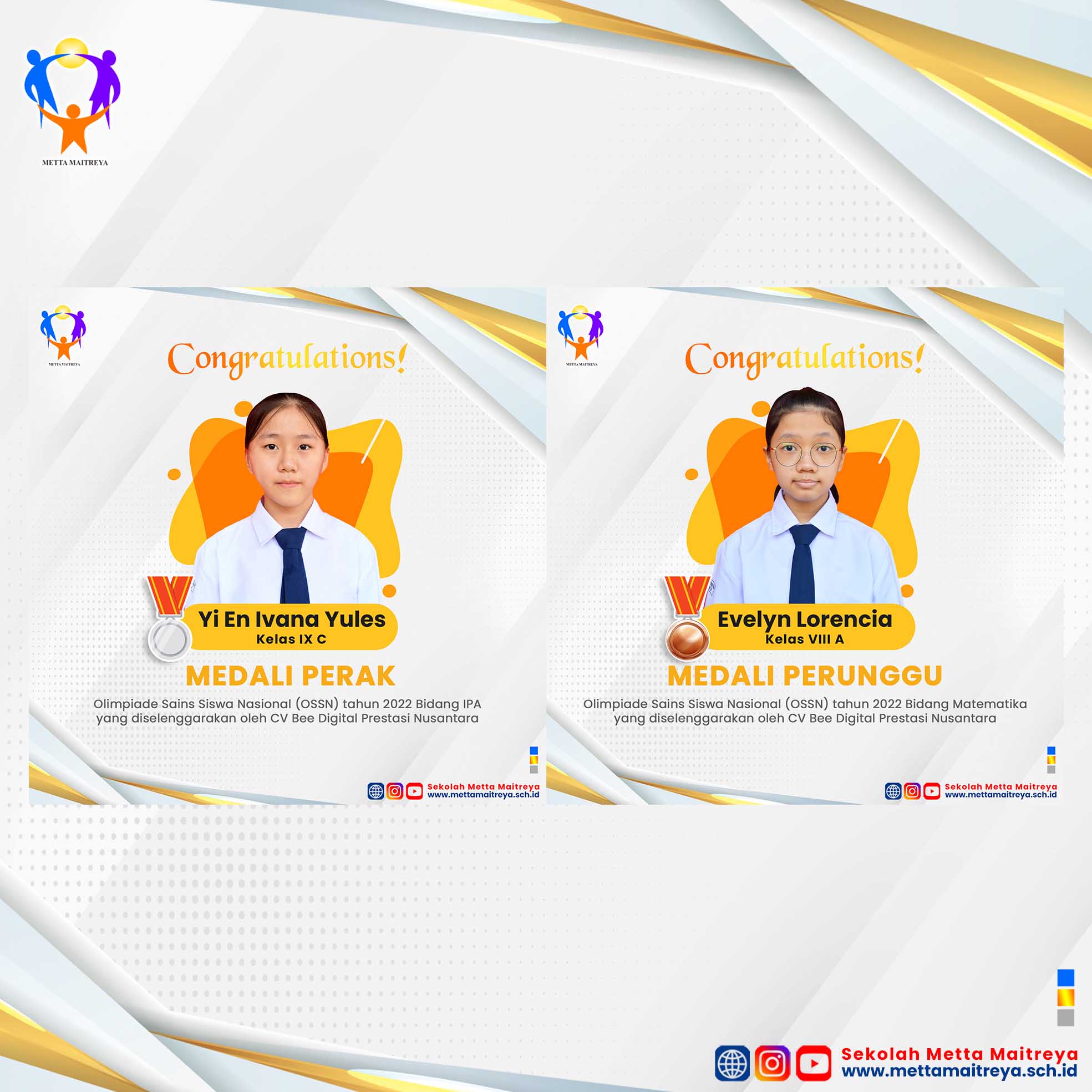 Prestasi Peserta Didik dalam Olimpiade Sains Siswa Nasional (OSSN) 2022 Bidang IPA | SMP METTA MAITREYA